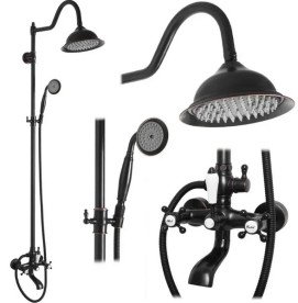 Душова стійка для ванни Rea Bergamo із змішувачем чорний REA-P5001