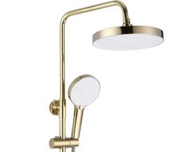 Душова стійка для ванни Rea Bloom із змішувачем золото/білий REA-P9529