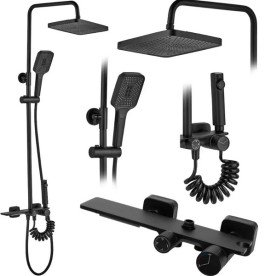 Душова стійка для ванни Rea Helix із змішувачем чорний REA-P6618