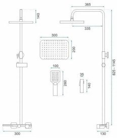 Душова стійка для ванни Rea Helix із змішувачем матове золото REA-P6621