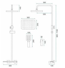 Душова стійка для ванни Rea Helix із змішувачем хром REA-P6620