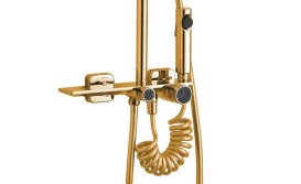 Душова стійка для ванни Rea Helix із змішувачем золото REA-P6619