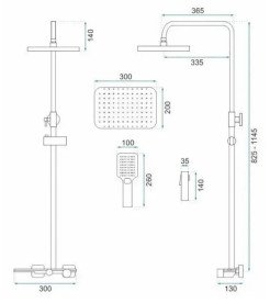 Душова стійка для ванни Rea Helix із змішувачем золото REA-P6619