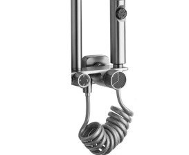 Душова стійка для ванни Rea Helix із змішувачем матовий нікель REA-P6622