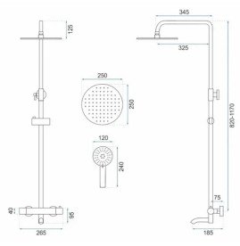 Душова стійка для ванни Rea Lungo з термостатом хром REA-P6607