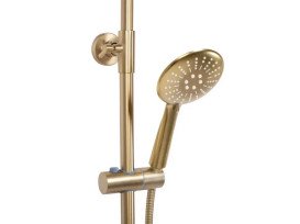 Душевая стойка для ванны Rea Lungo с термостатом матовое золото REA-P6604