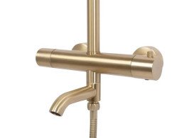 Душевая стойка для ванны Rea Lungo с термостатом матовое золото REA-P6604