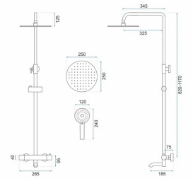 Душевая стойка для ванны Rea Lungo с термостатом матовое золото REA-P6604