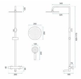 Душевая стойка для ванны Rea Lungo с термостатом розовое золото REA-P6606