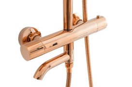 Душевая стойка для ванны Rea Lungo с термостатом розовое золото REA-P6606