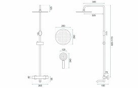 Душова стійка для ванни Rea Lungo з термостатом чорний REA-P4113