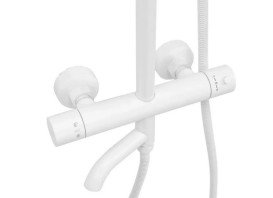 Душевая стойка для ванны Rea Lungo с термостатом белый REA-P6608