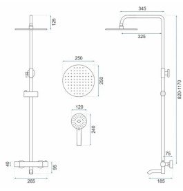 Душевая стойка для ванны Rea Lungo с термостатом белый REA-P6608