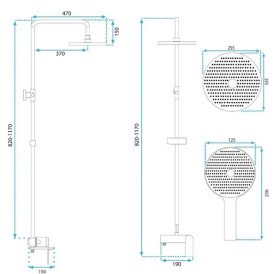 Душова стійка для ванни Rea Marco із змішувачем чорний REA-P8545