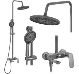 Душевая стойка для ванны Rea Marco со смесителем графит REA-P5600