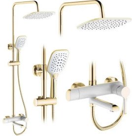 Душевая стойка для ванны Rea Melia со смесителем белый/золото REA-P2406