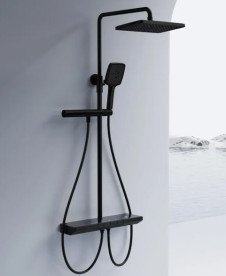 Душевая стойка для ванны Rea Pedro с термостатом черный REA-P0897