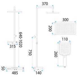 Душова стійка для ванни Rea Pedro з термостатом графіт REA-P0896
