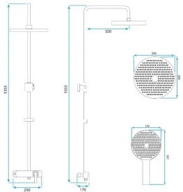Душова стійка для ванни Rea Rebel із змішувачем матове золото REA-P2414