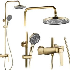 Душова стійка для ванни Rea Rebel із змішувачем матове золото REA-P2414