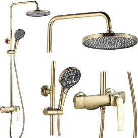 Душевая стойка для ванны Rea Rebel со смесителем золото REA-P2413