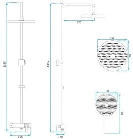 Душевая стойка для ванны Rea Rebel со смесителем золото REA-P2413