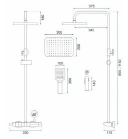 Душевая стойка для ванны Rea Rob с термостатом никель REA-P6624
