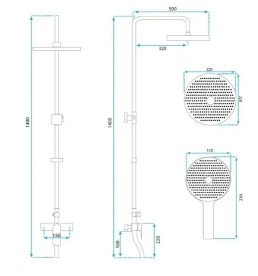 Душевая стойка для ванны Rea Salton со смесителем золото REA-P2407