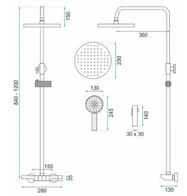 Душова стійка для ванни Rea Savio з термостатом хром REA-P8544