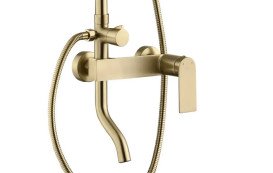 Душова стійка для ванни Rea Storm 2.0 із змішувачем матове золото REA-P9535