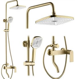 Душова стійка для ванни Rea Storm 2.0 із змішувачем матове золото REA-P9535