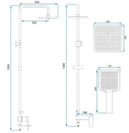 Душова стійка для ванни Rea Storm із змішувачем чорний REA-P9533