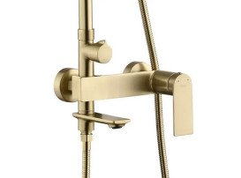 Душевая стойка для ванны Rea Storm со смесителем матовое золото REA-P9536
