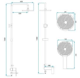 Душова стійка для ванни Rea Veneta із змішувачем золото REA-P7842