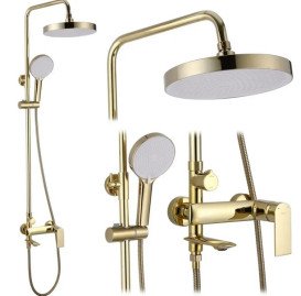 Душова стійка для ванни Rea Veneta із змішувачем золото REA-P7842