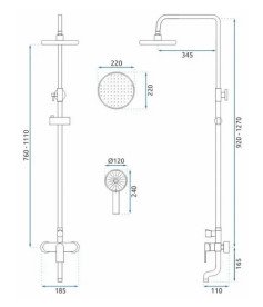 Душова стійка для ванни Rea Verso із змішувачем чорний REA-P9145