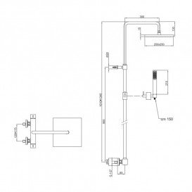 Душова стійка Fiore Spazio Doccia з термостатом та душовим набором чорний матовий 100NN0963