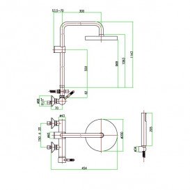 Душова стійка Fiore Xenon з верхнім і ручним душем чорний матовий 44NN5168
