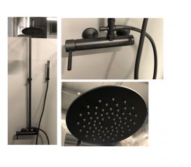 Душова стійка Fiore Xenon з верхнім і ручним душем чорний матовий 44NN5168