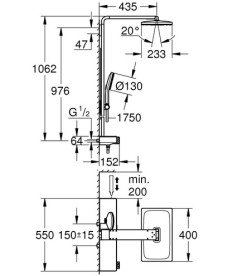 Душевая стойка Grohe Rainshower Aqua Pure с термостатом хром 1009620000