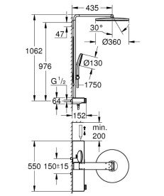 Душова стійка Grohe Rainshower Aqua Pure з термостатом хром 1009640000