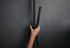 Душова стійка Hansgrohe Pulsify S Puro Showerpipe 260 1jet EcoSmart із термостатом чорний матовий 24223670