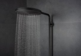 Душова стійка Hansgrohe Pulsify S Puro Showerpipe 260 1jet EcoSmart із термостатом чорний матовий 24223670