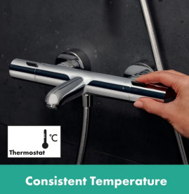 Душова стійка Hansgrohe Pulsify S Puro Showerpipe 260 1jet EcoSmart з термостатом хром 24232000