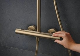 Душевая стойка Hansgrohe Pulsify S Puro Showerpipe 260 1jet с термостатом бронза 24236140