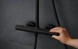 Душова стійка Hansgrohe Pulsify S Puro Showerpipe 260 1jet із термостатом чорний матовий 24236670