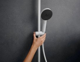 Душова стійка Hansgrohe Pulsify S Puro Showerpipe 260 1jet EcoSmart із термостатом білий матовий 24237700