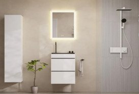 Душова стійка Hansgrohe Raindance Alive Q 34х21 см 1jet EcoSmart із термостатом білий матовий 24581700