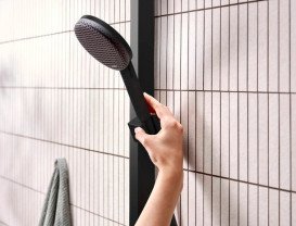 Душова стійка Hansgrohe Raindance Alive Q 210/340 2jet EcoSmart із термостатом чорний матовий 24591670