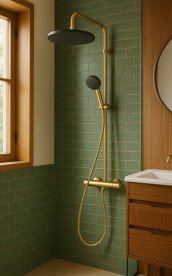 Душова стійка Hansgrohe Raindance Alive S Puro 300 1jet EcoSmart з термостатом золото 24593990